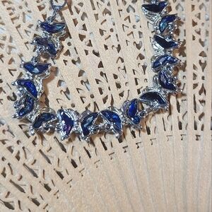 Elegant Blue and Silver Women's Butterfly Bracelet For Sale